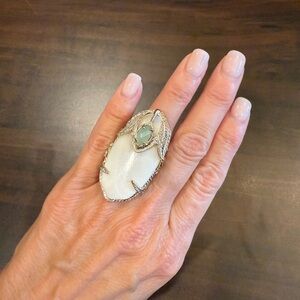 Kendra Scott Gold and White and light green Statement Ring